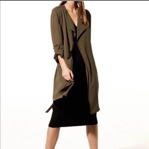 Babaton Flowy Trench Coat - Olive Green - XXS